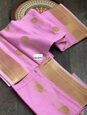 Cotton Silk Banaras Chanderi - Pink Zari Striped