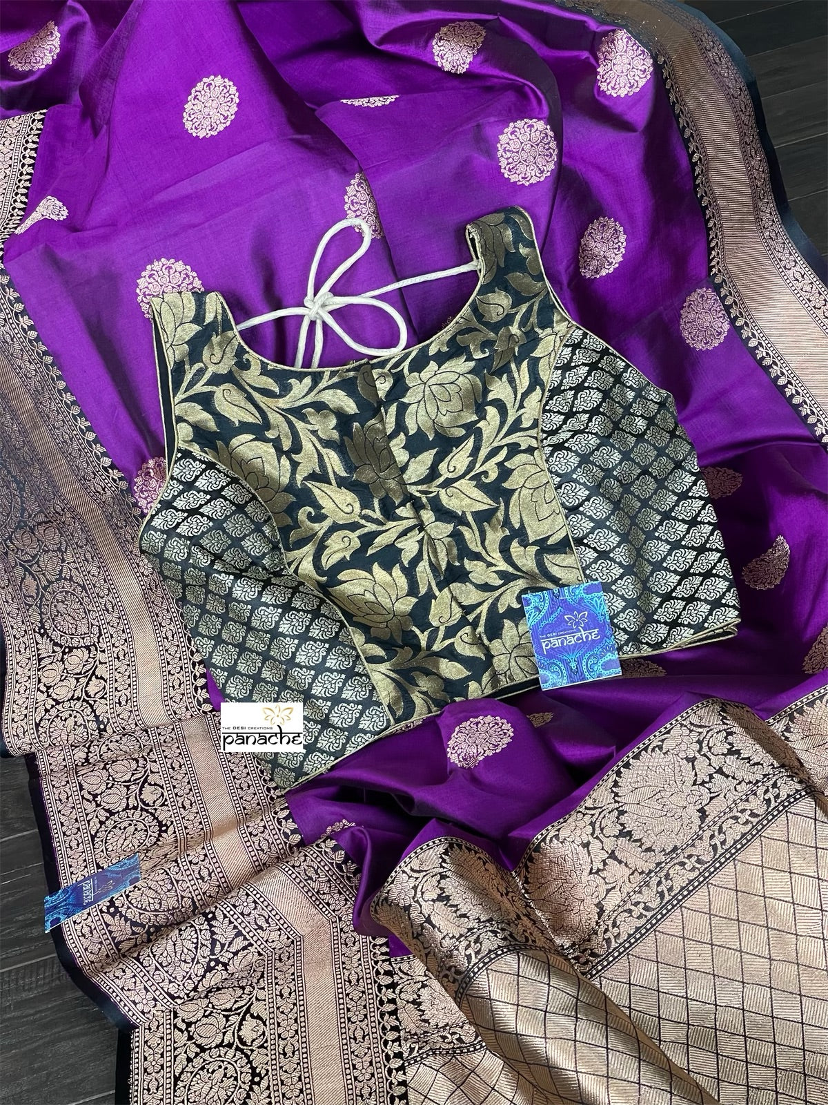 Katan Silk Banarasi - Purple Black