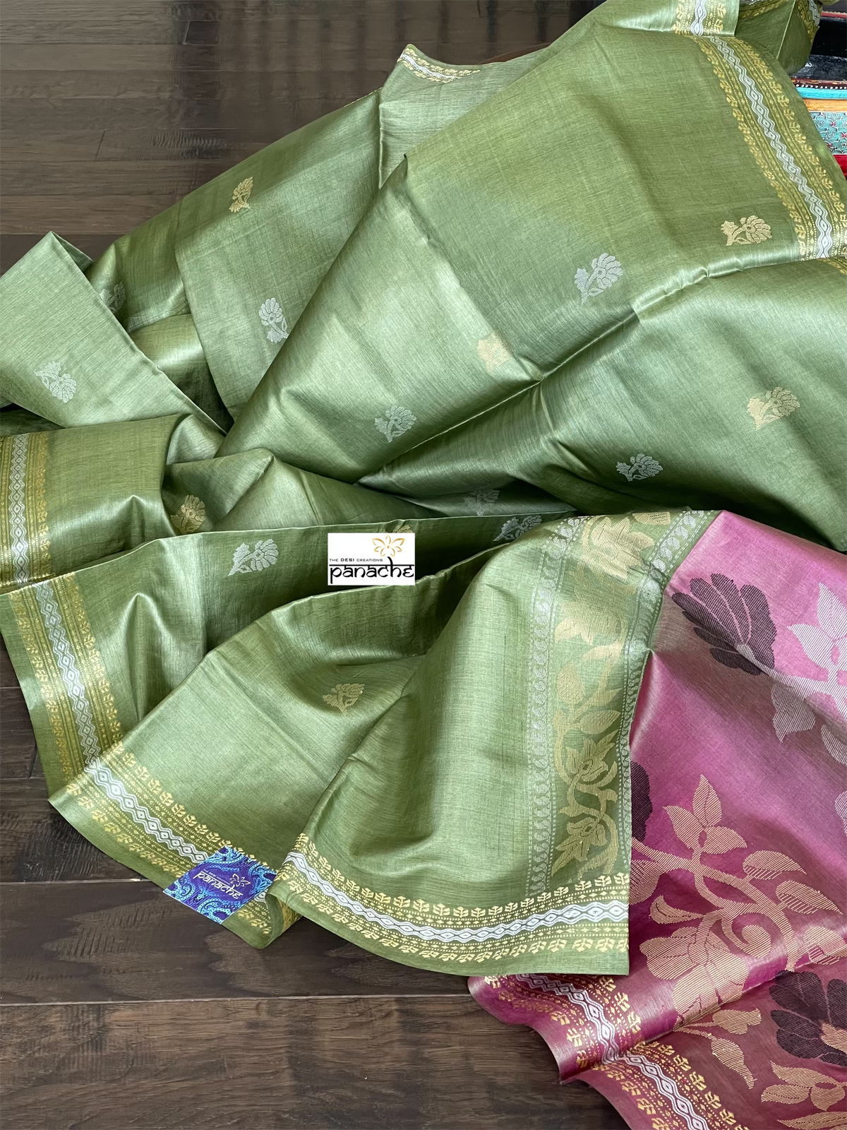 Pure Tussar Silk Woven - Green