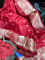 Katan Silk Banarasi -  Red Kadwa