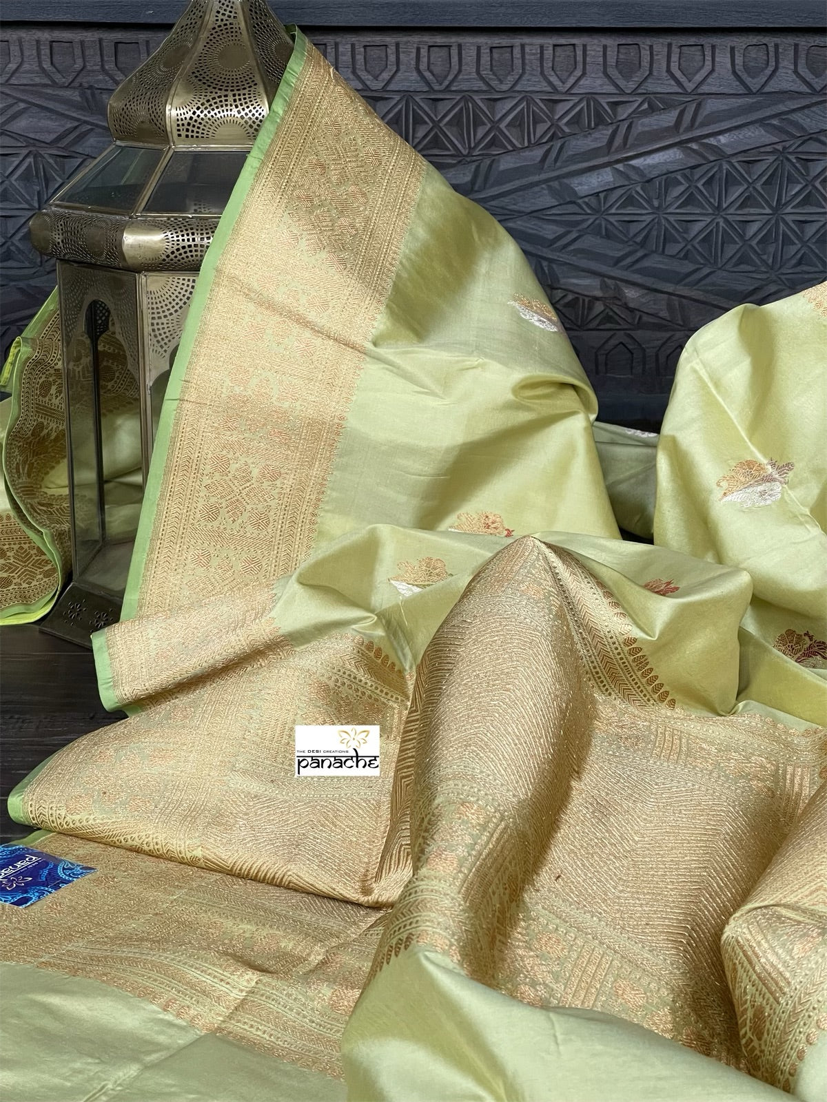 Pure Silk Banarasi - Pista Green Khadhua