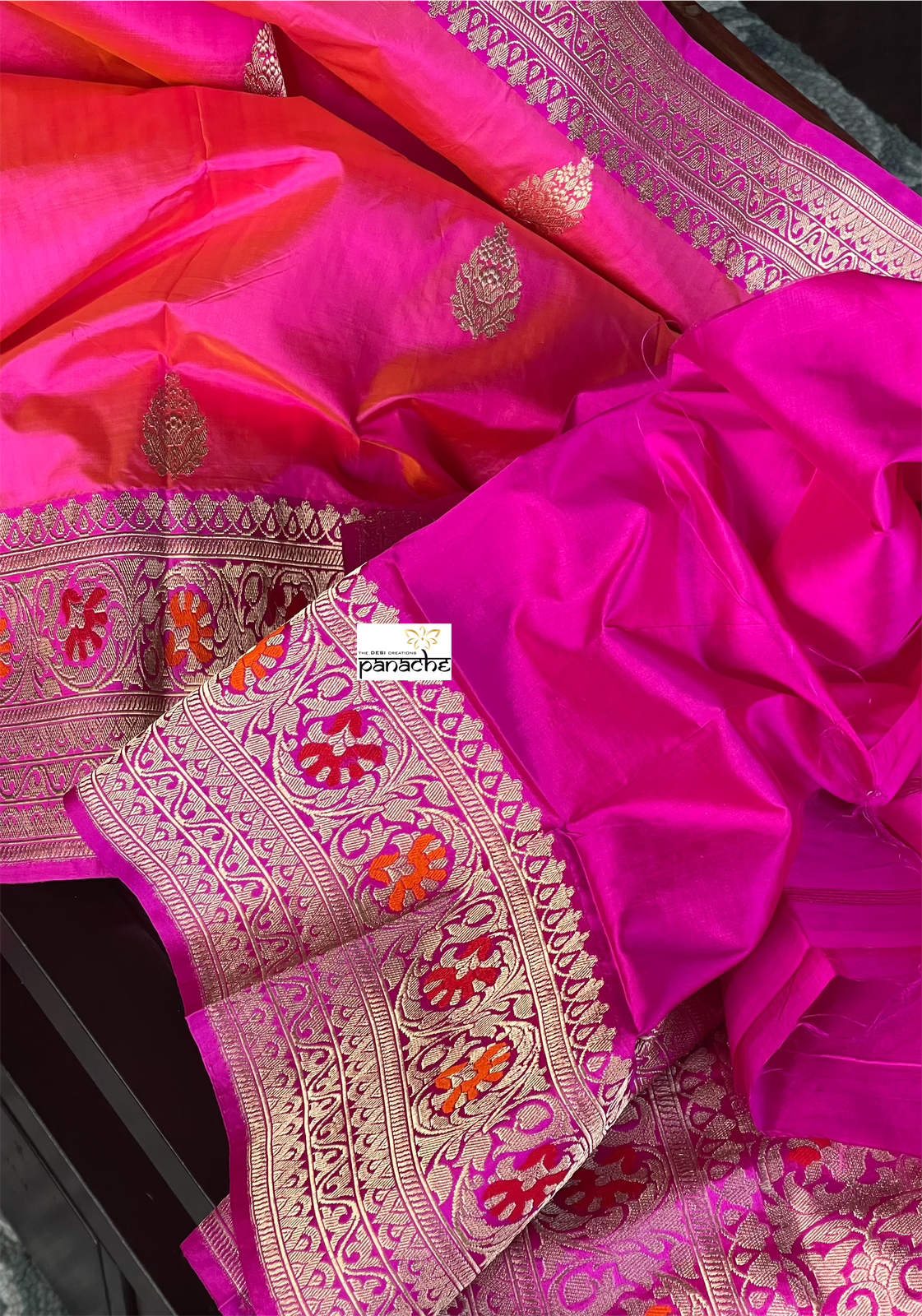 Katan Silk Banarasi - Magenta Pink Meenakari