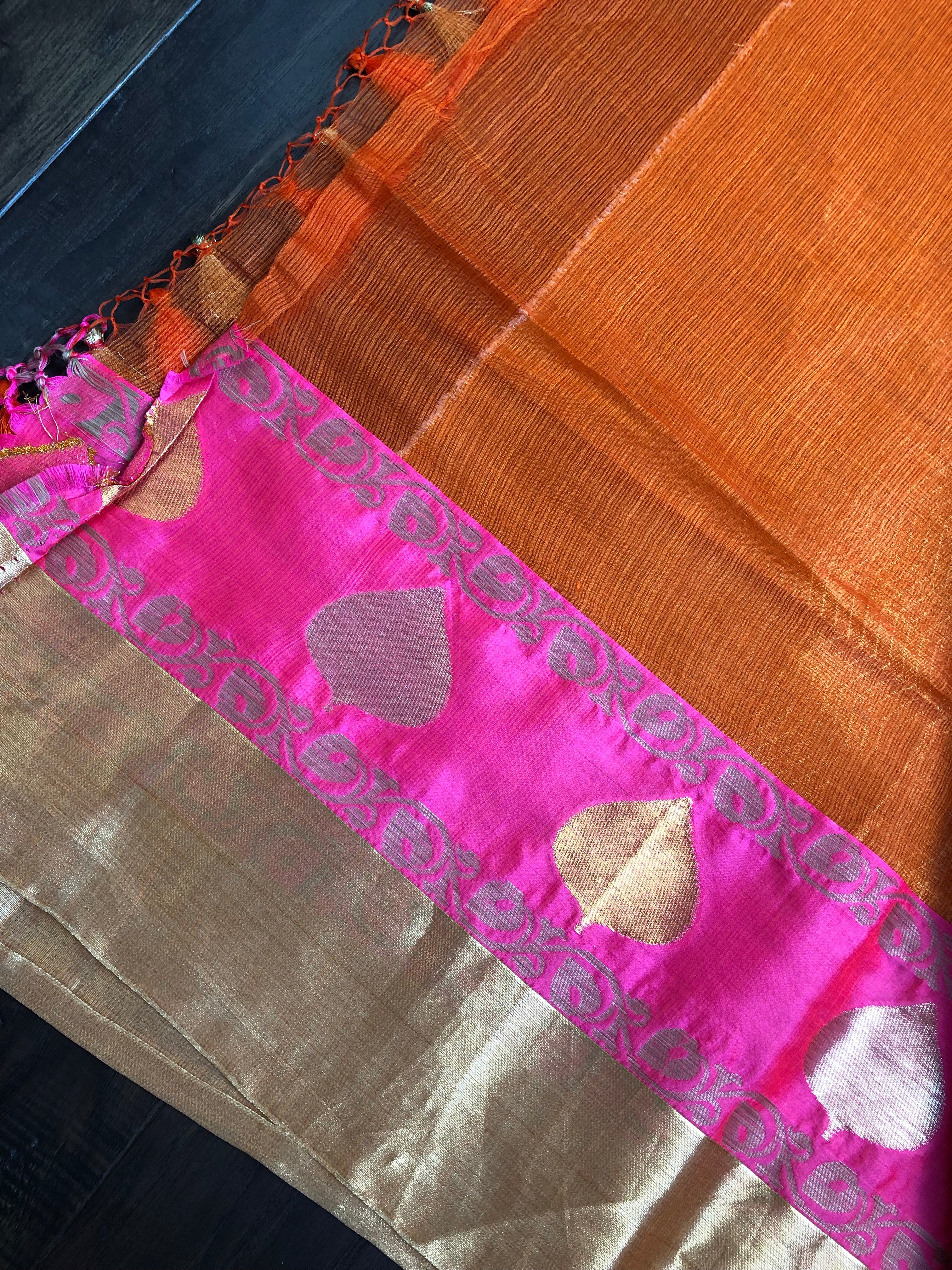 Kota Silk Jangla - Orange Pink