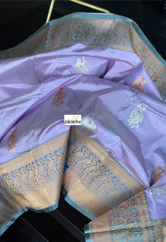 Katan Silk Banarasi - Violet Grey Kadwa