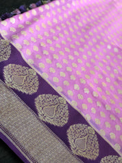 Khaddi Georgette Banarasi - Pink Purple Butidaar