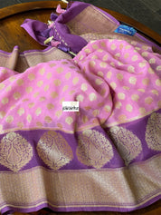 Khaddi Georgette Banarasi - Pink Purple Butidaar