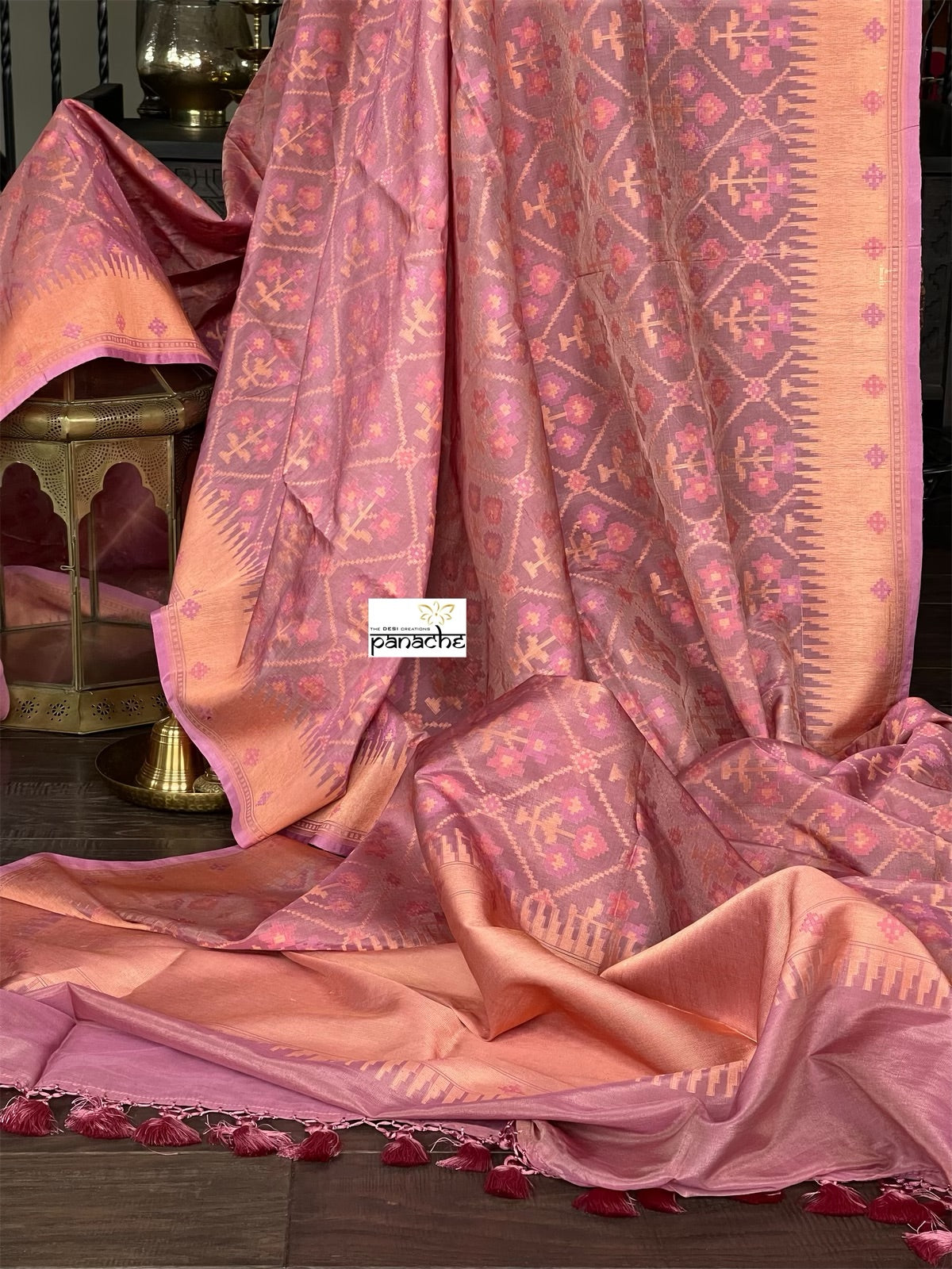 Silk Patola Banarasi - Light Thulian Pink Meenakari