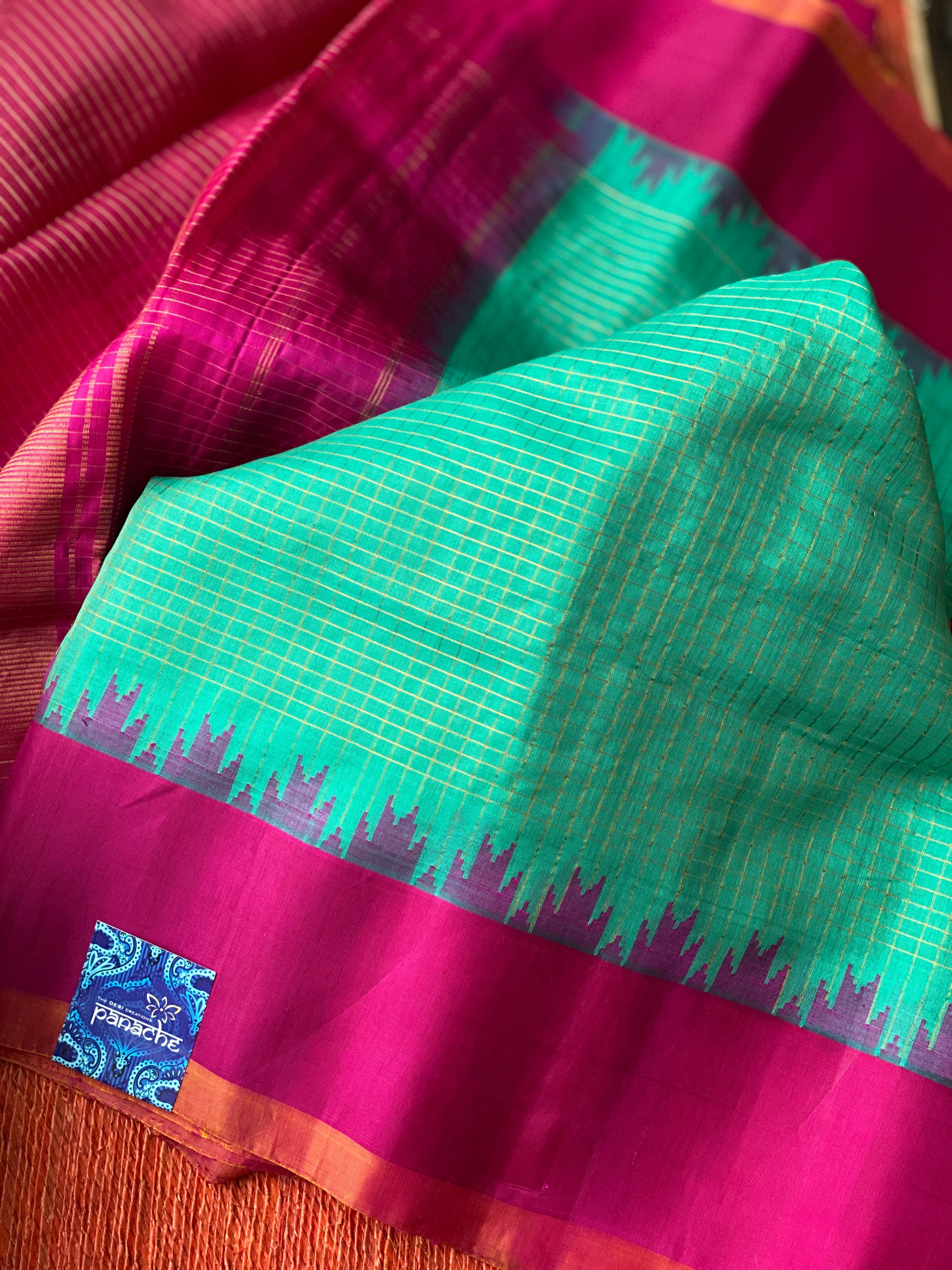 Gadwal Sico - Sea Green Magenta Pink
