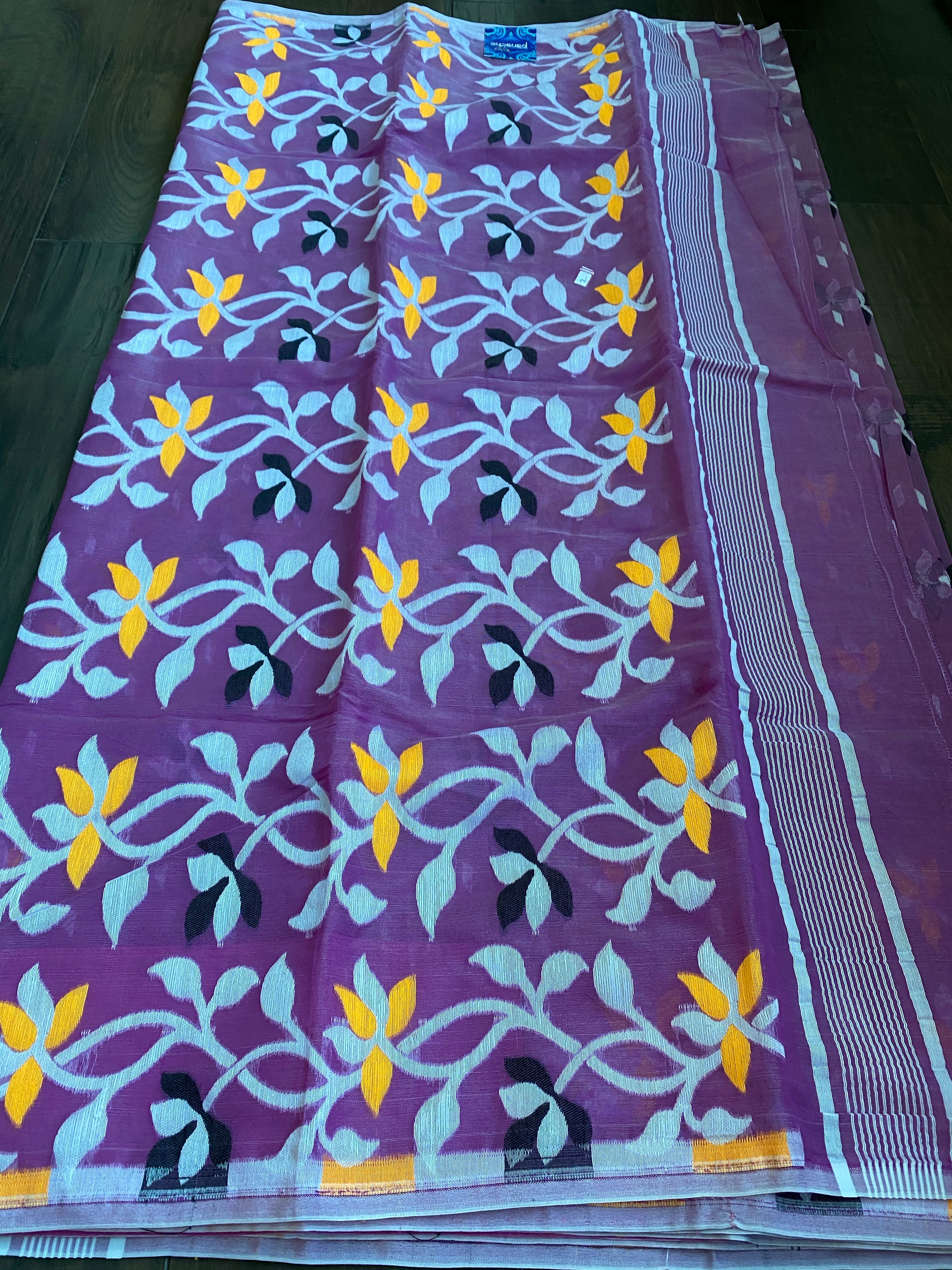 Soft Jamdaani- Violet Yellow Woven