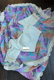 Designer Chiffon Georgette Saree Blouse - Violet Floral