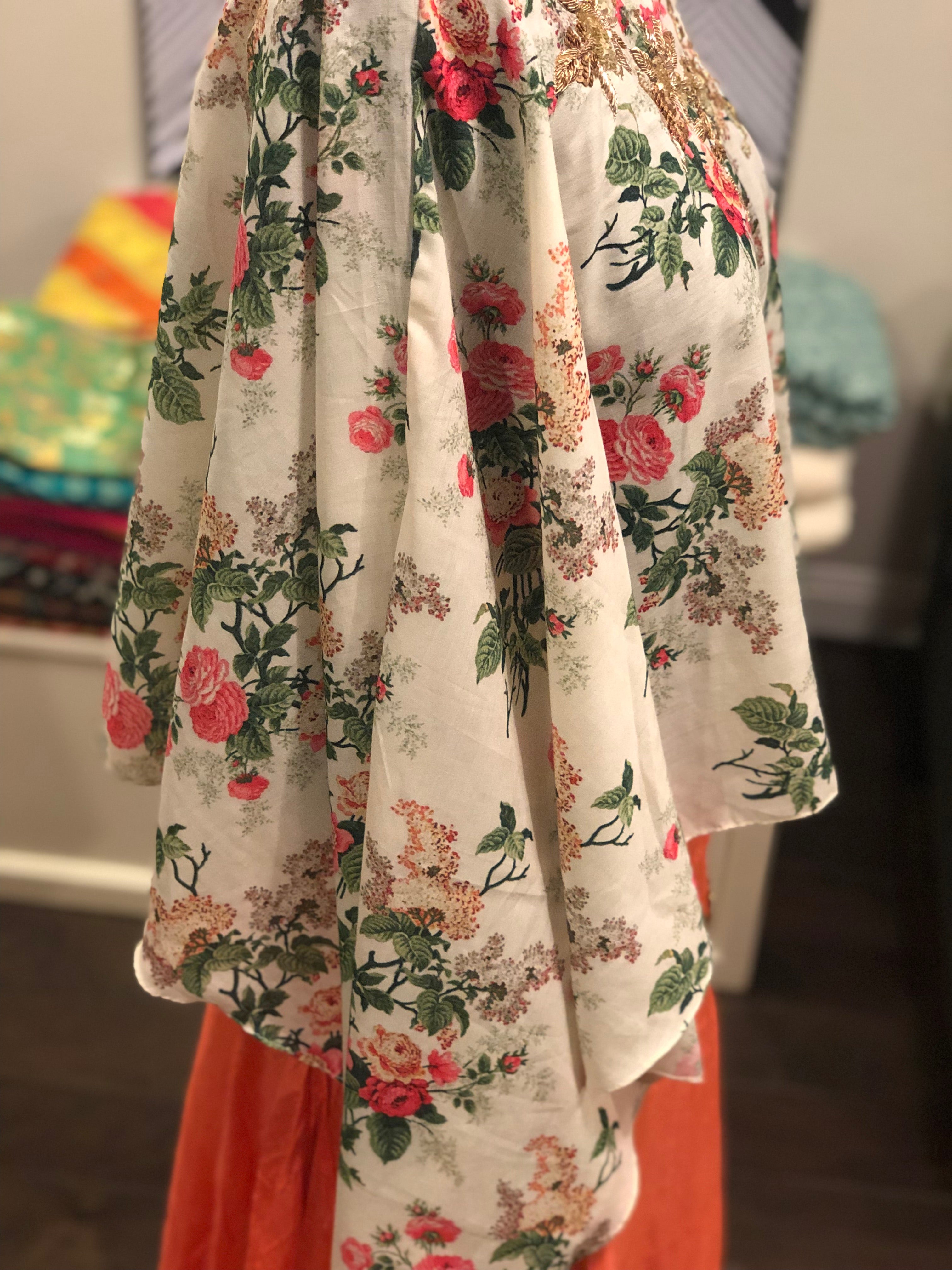 Skirt Blouse Set - Floral Top and Bottom