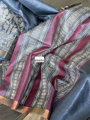 Pure Tussar Silk Woven - Charcoal Grey