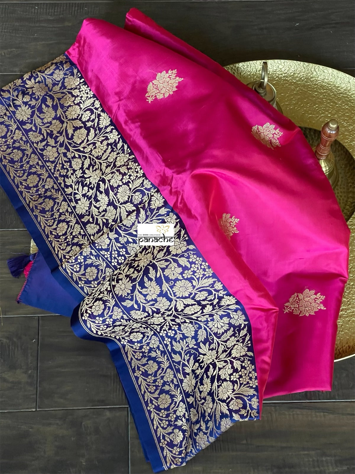 Katan Silk Banarasi - Magenta Pink Blue