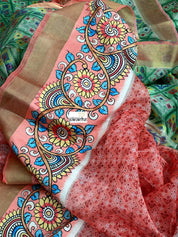 Tissue Kota Silk Printed - Green Orange