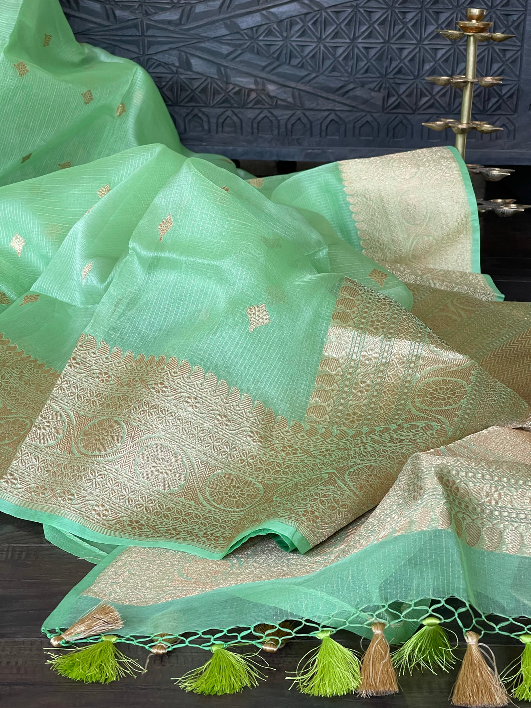 banarasi shawl green
