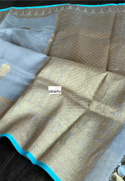 Linen Silk Banarasi - Grey Firozi