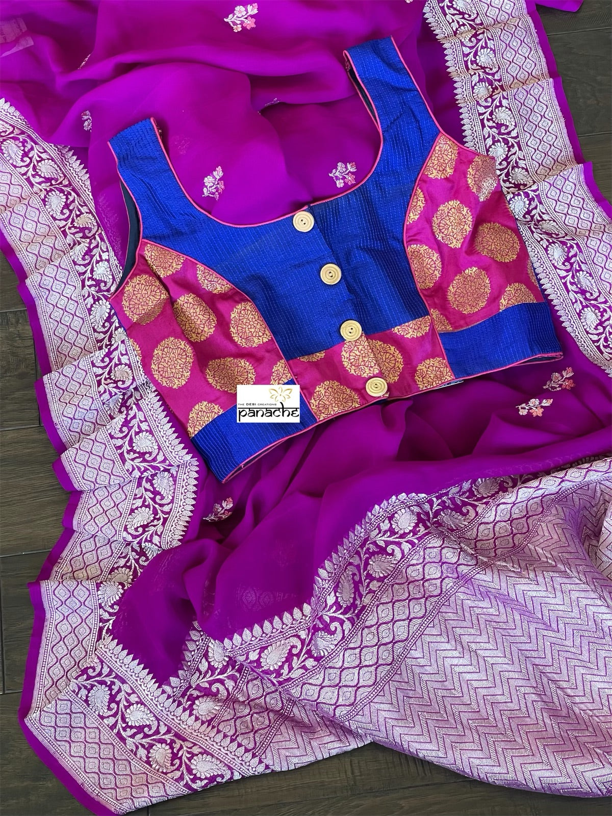 Designer Blouse - Royal Blue Magenta