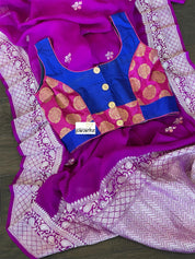 Designer Blouse - Royal Blue Magenta
