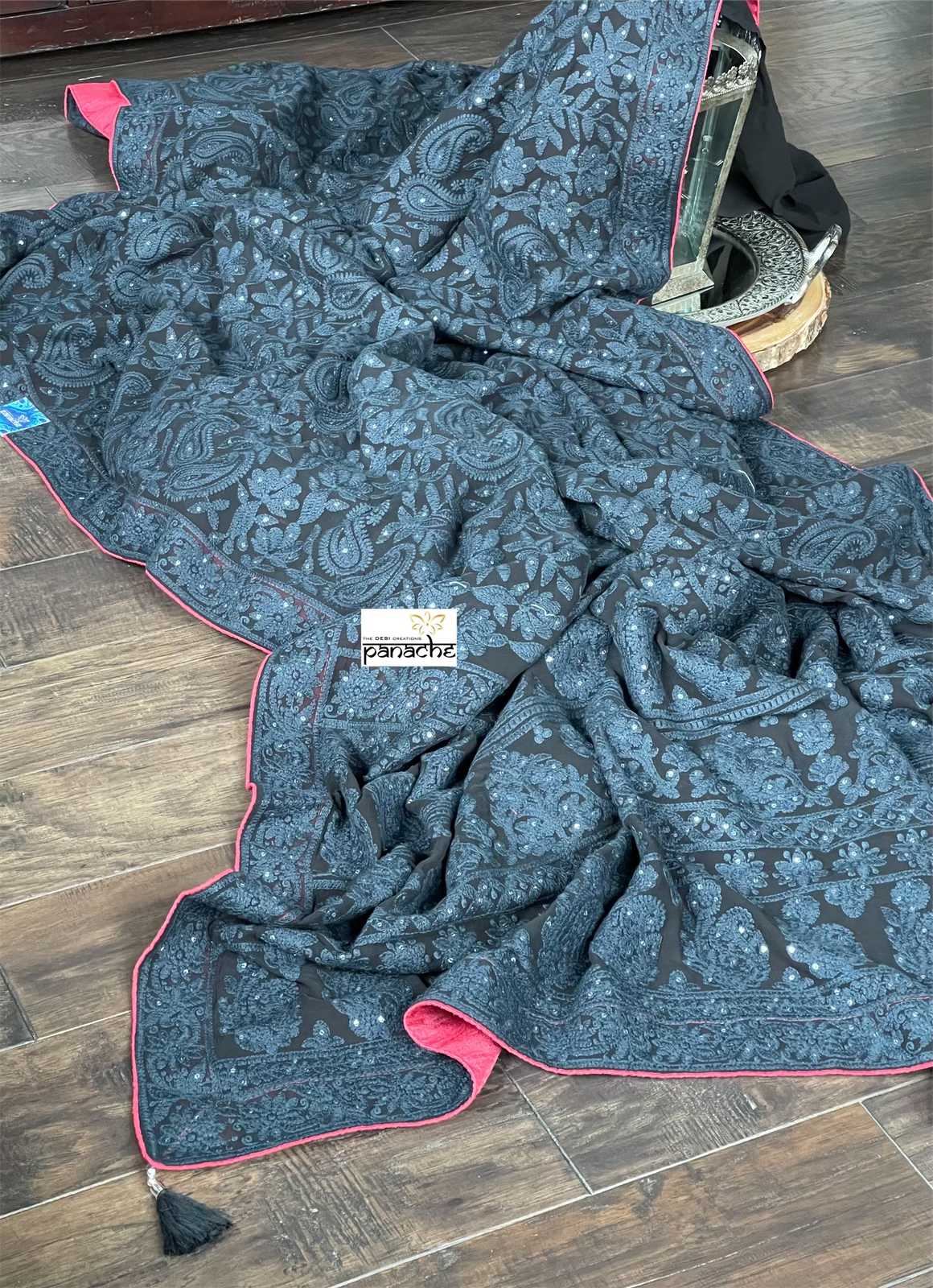 Designer Pure Georgette Chikankari - Black