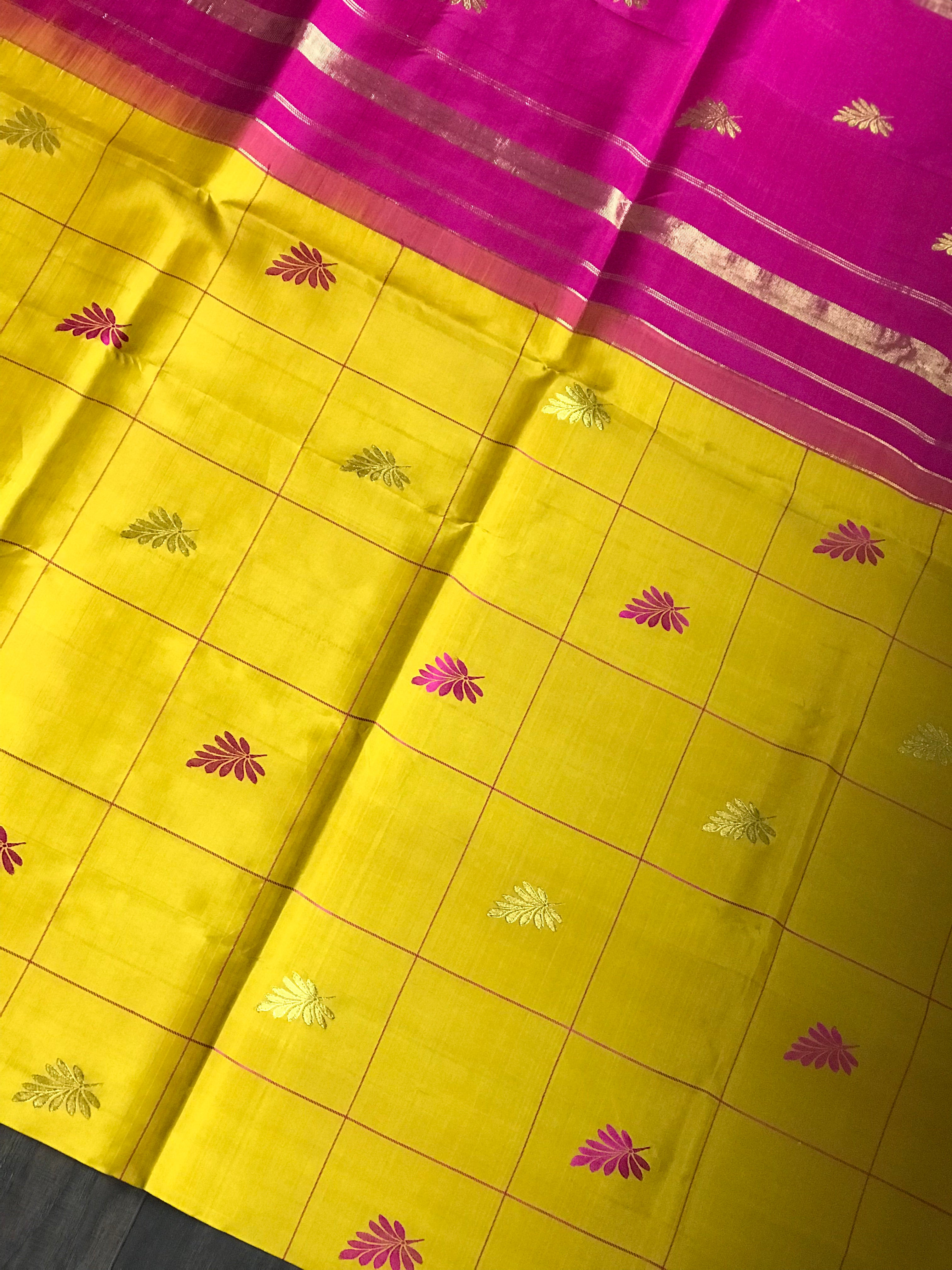 Silk Kanjivaram - Yellow Pink
