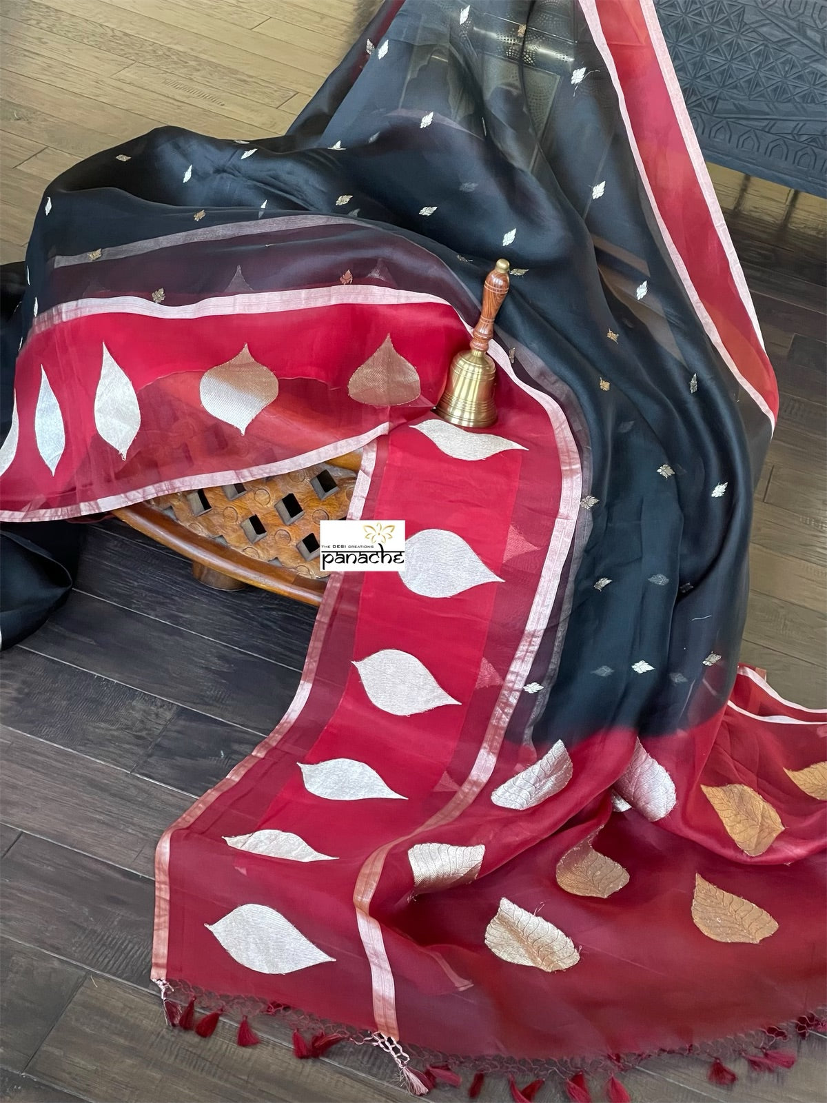 Organza Silk Banarsi - Black Red
