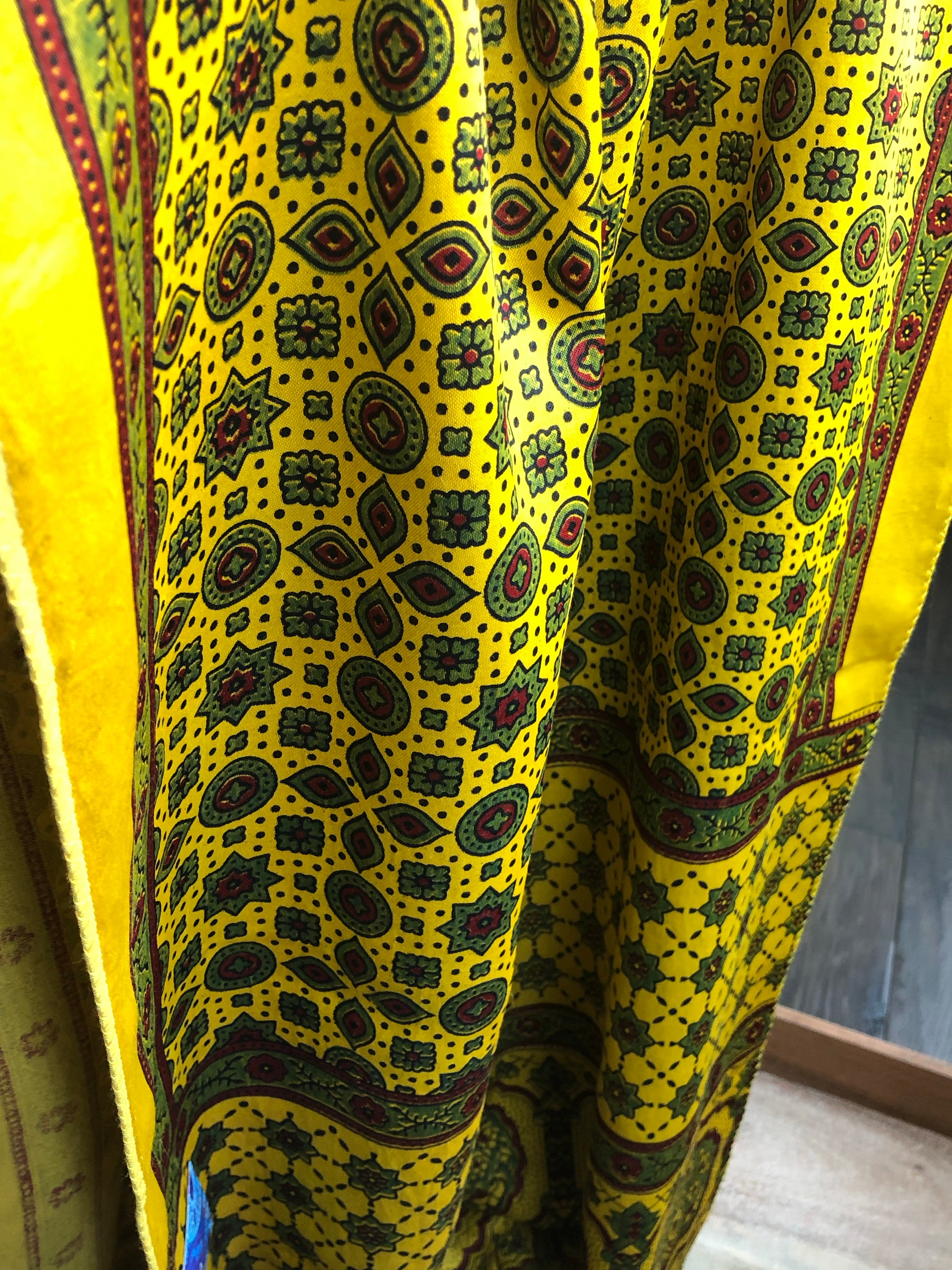 Stole Ajrakh Print - Yellow Green Maroon