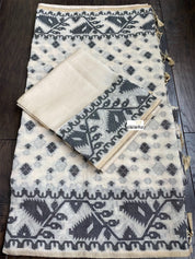 Cotton Silk Jamdaani Banaras - Beige Black