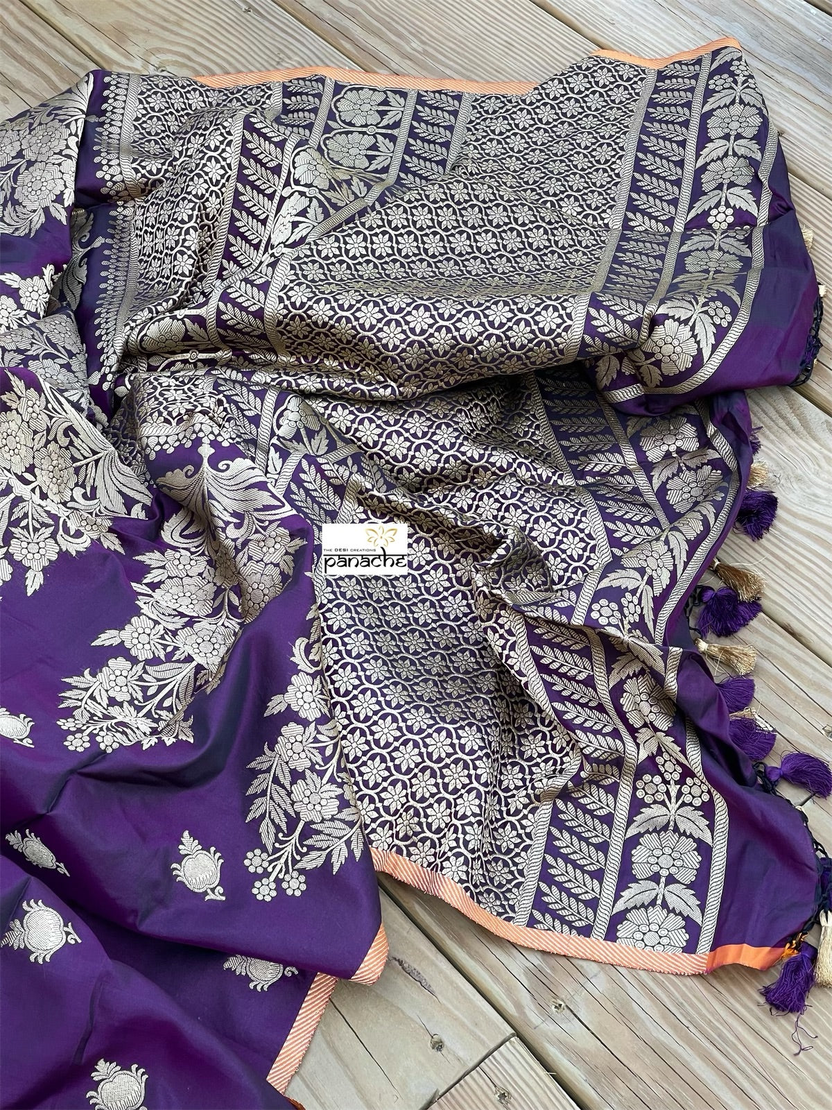 Pure Katan Silk Banarasi - Shot Purple