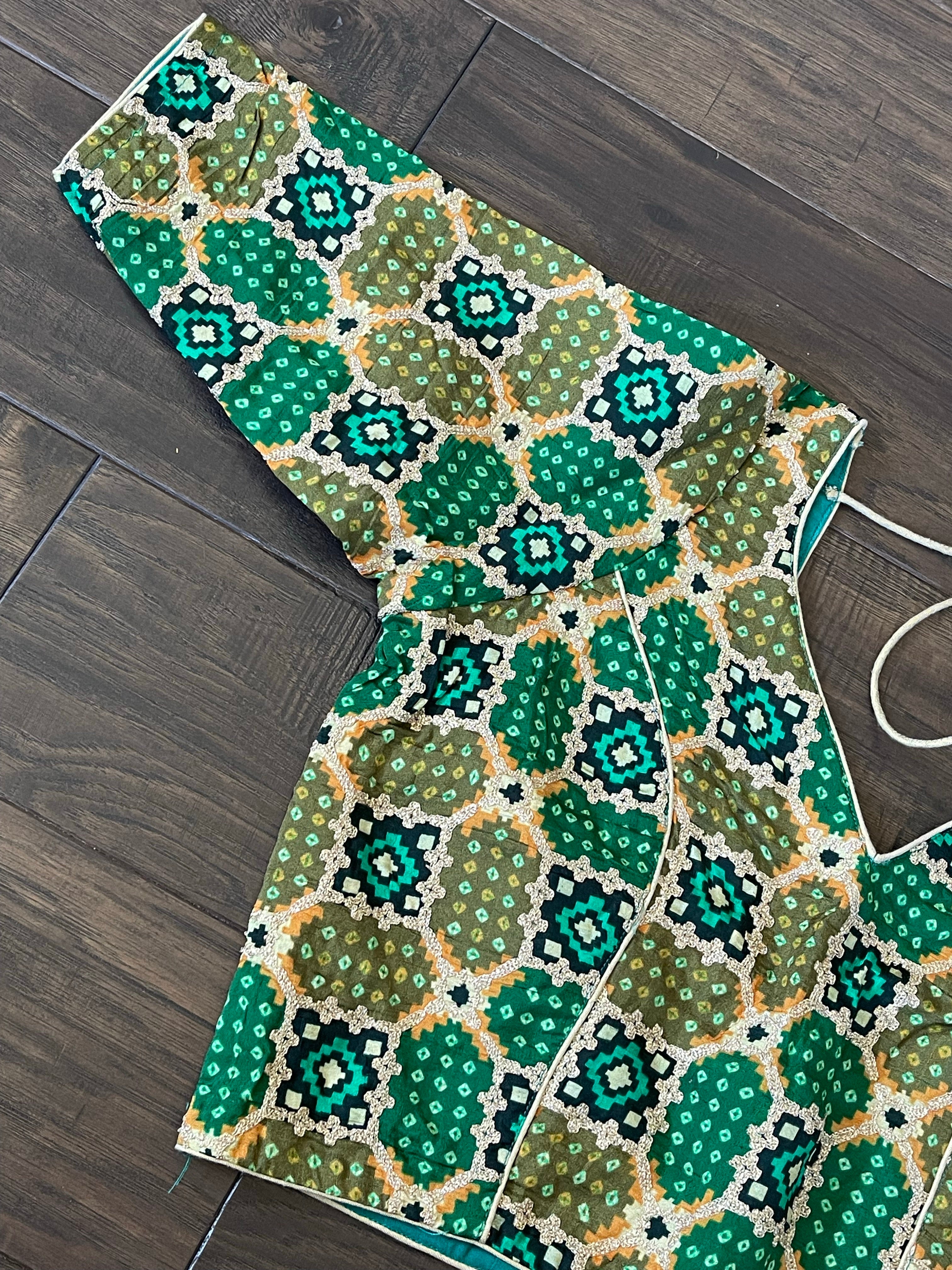 Designer Blouse - Green Black Woven