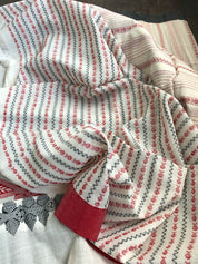 Pure Khadi Handloom - Off White Red Black Border