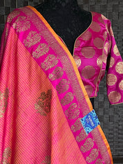 Tassur Silk Banarasi - Peach Orange Magenta