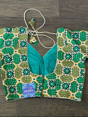 Designer Blouse - Green Black Woven