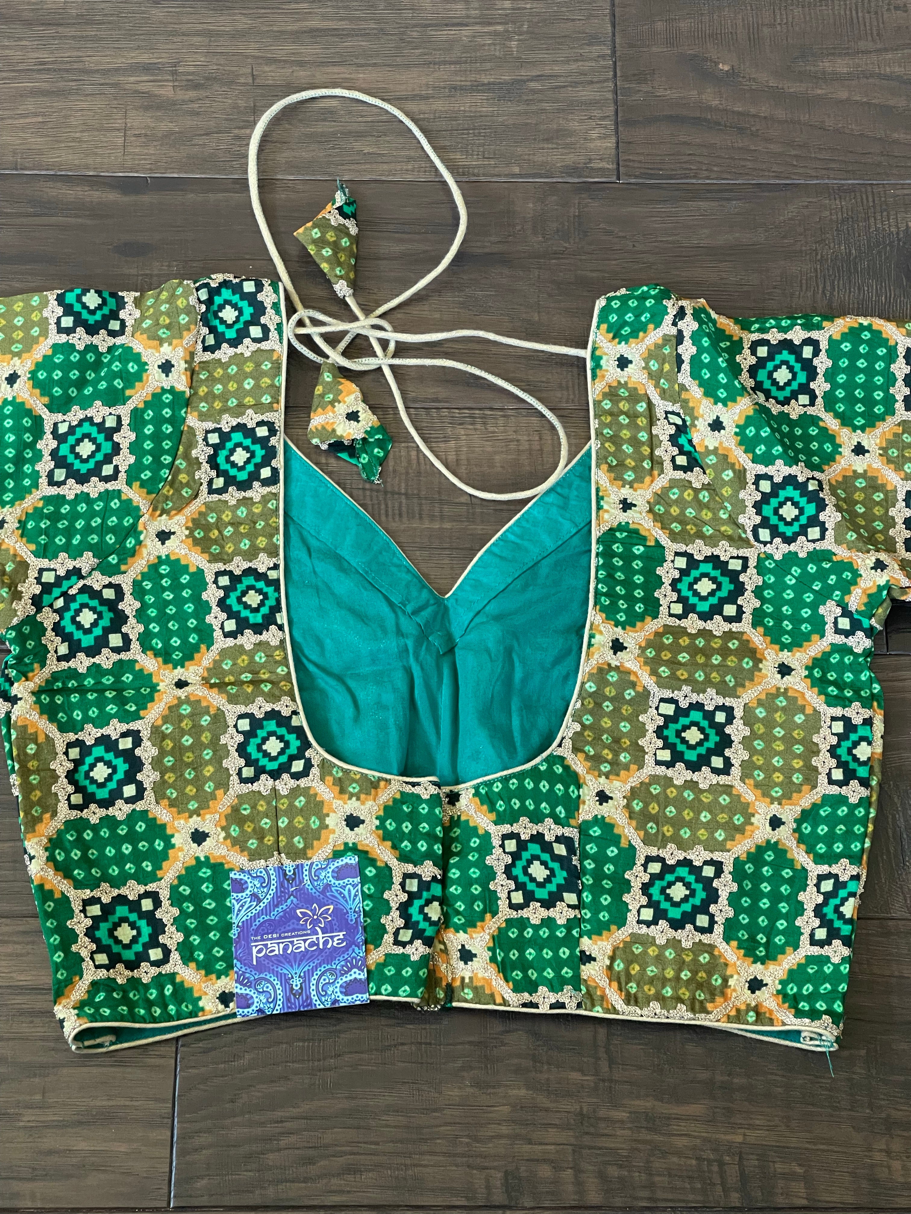 Designer Blouse - Green Black Woven