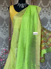 Matka Silk - Green Zari Woven