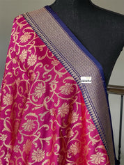Katan Silk Banarasi - Magenta Blue