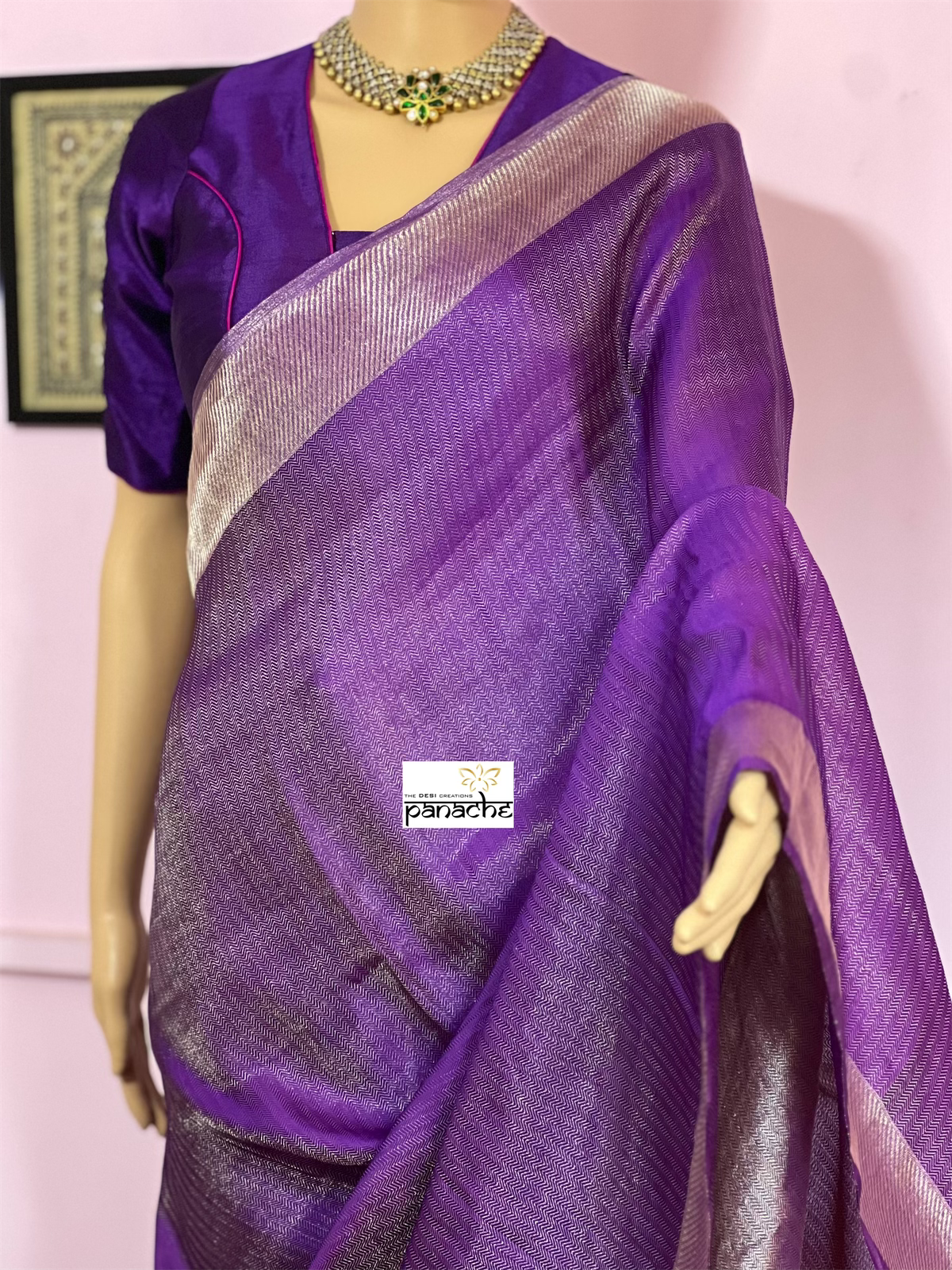Tissue Katan Silk Banarasi - Purple