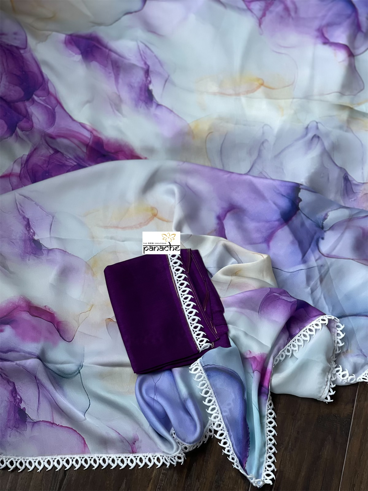 Designer Satin Silk - Purple Grey