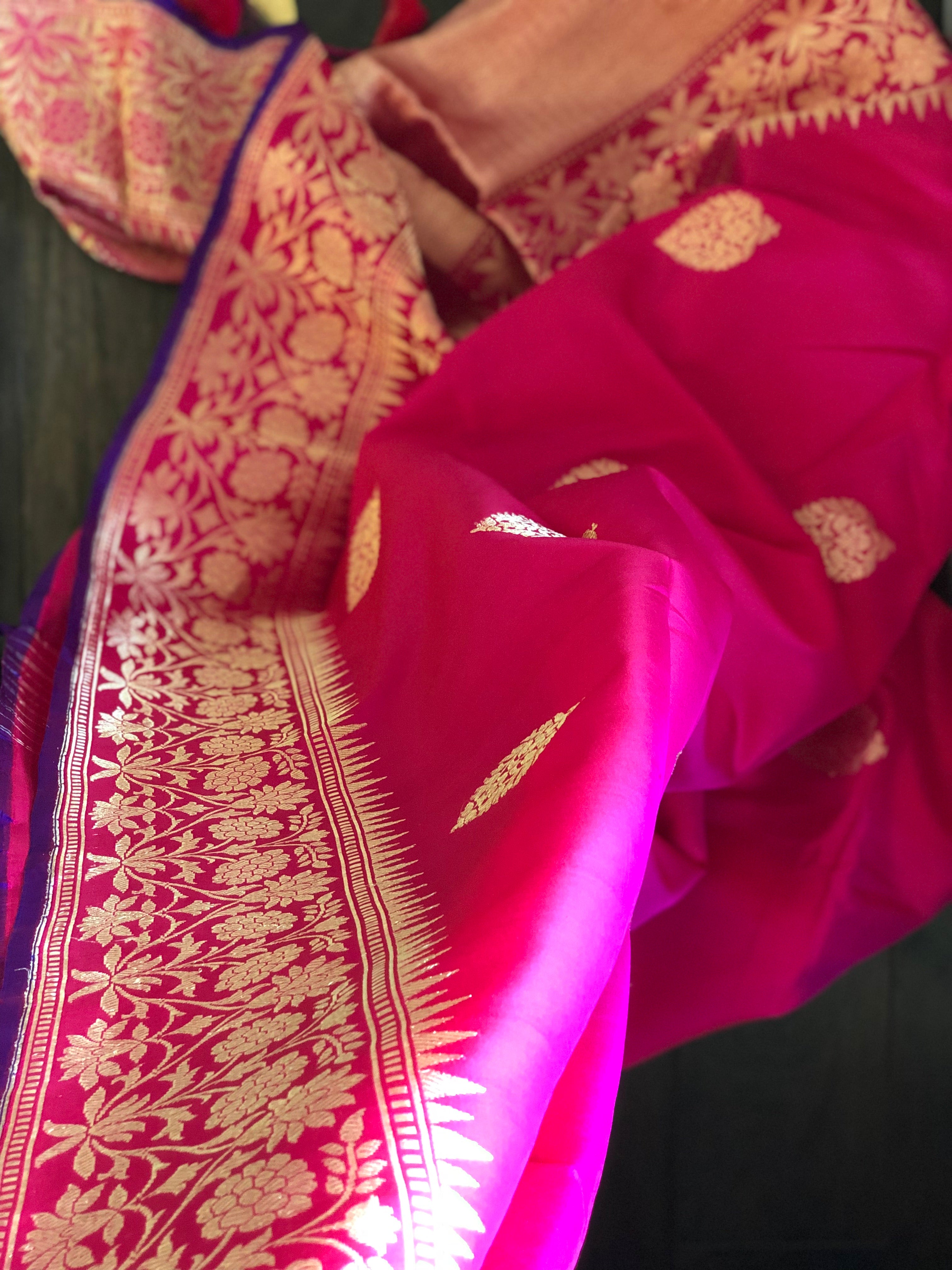 Katan Silk Banarasi - Magenta Purple