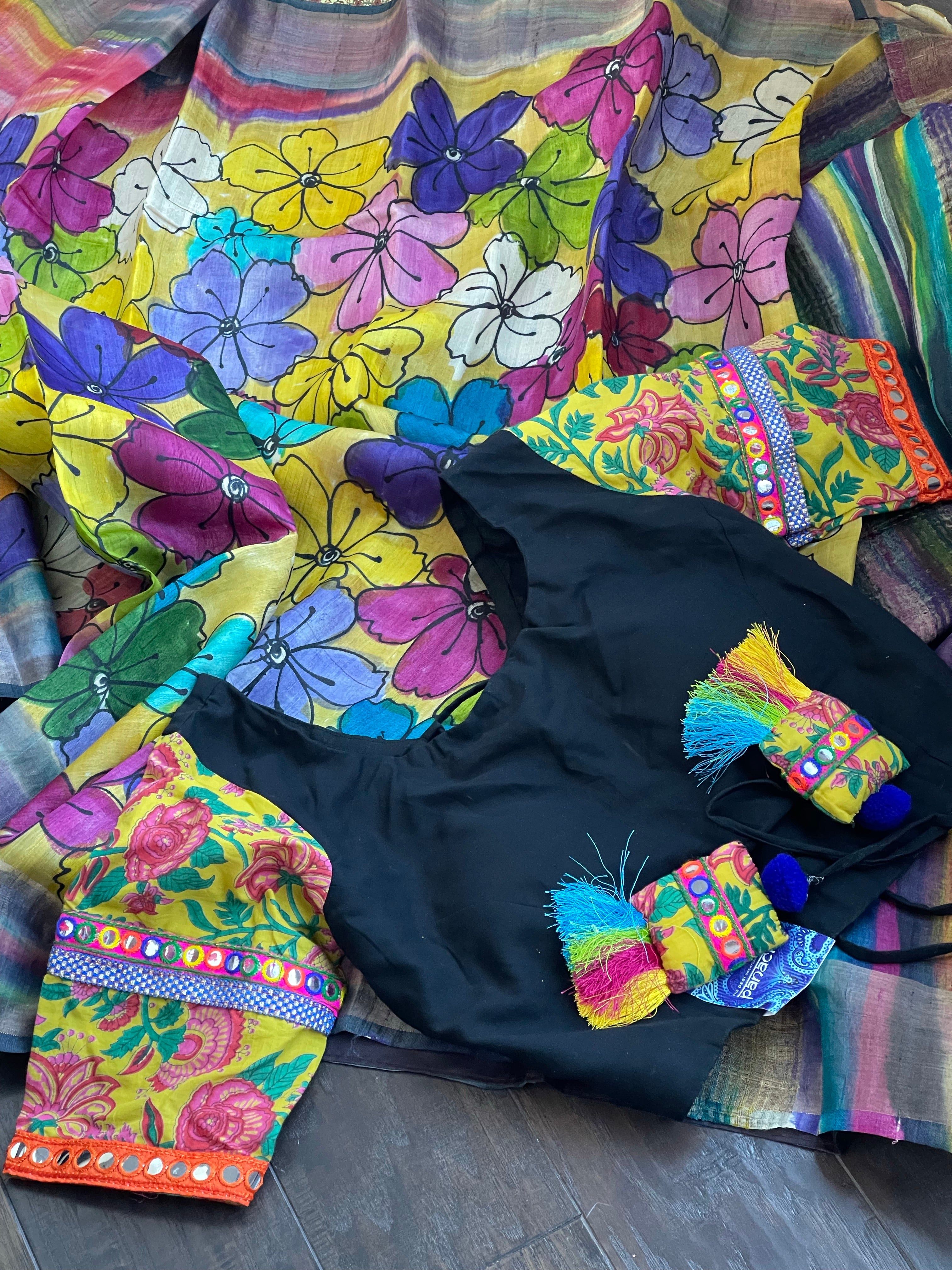 Designer Blouse - Black Yellow