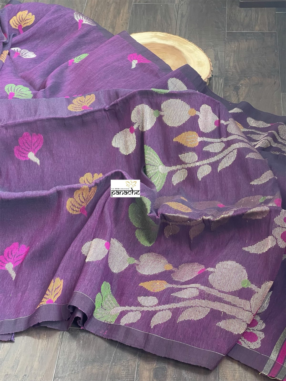 Linen Silk Woven - Dark Purple Meenakari