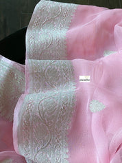 Khaddi Chiffon Banarasi - Light Pink Silver Zari