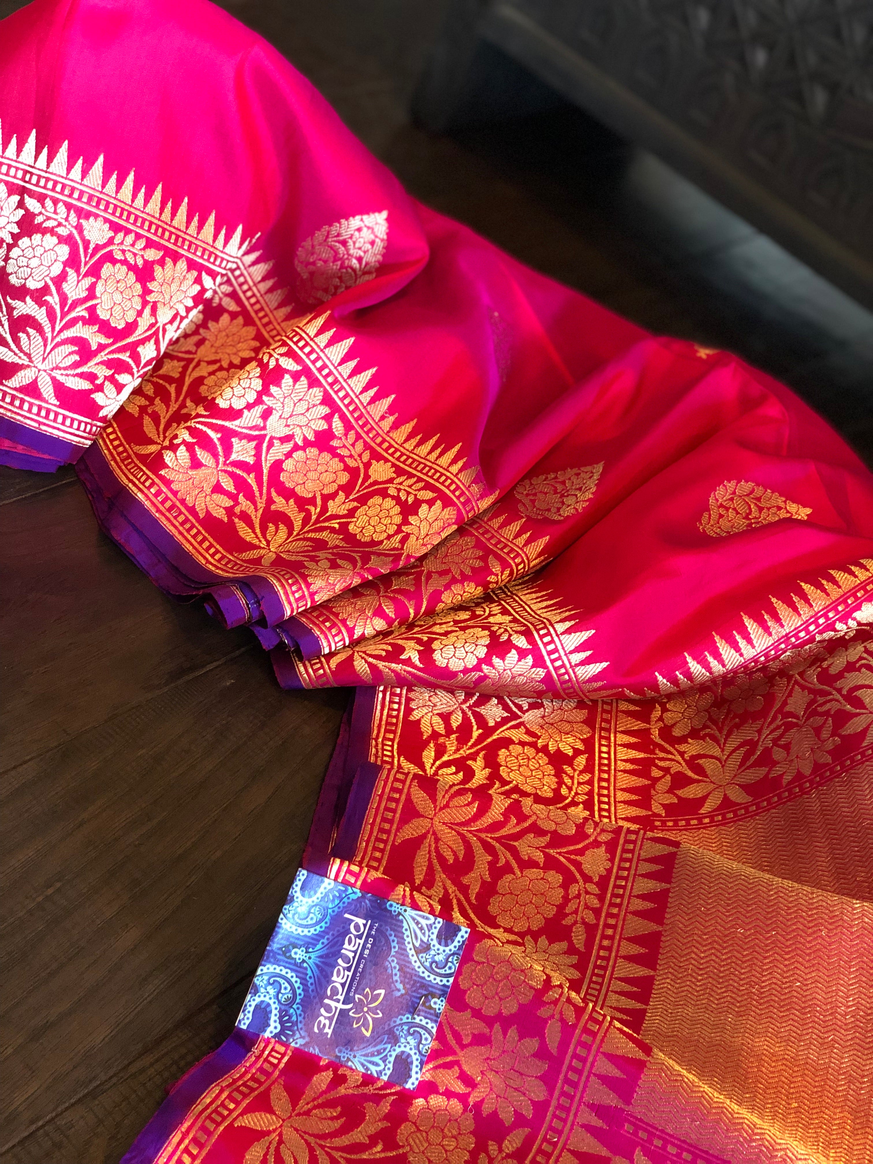 Katan Silk Banarasi - Magenta Purple