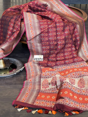 Summer Silk Banarasi - Maroon Meenakari Golden Zari