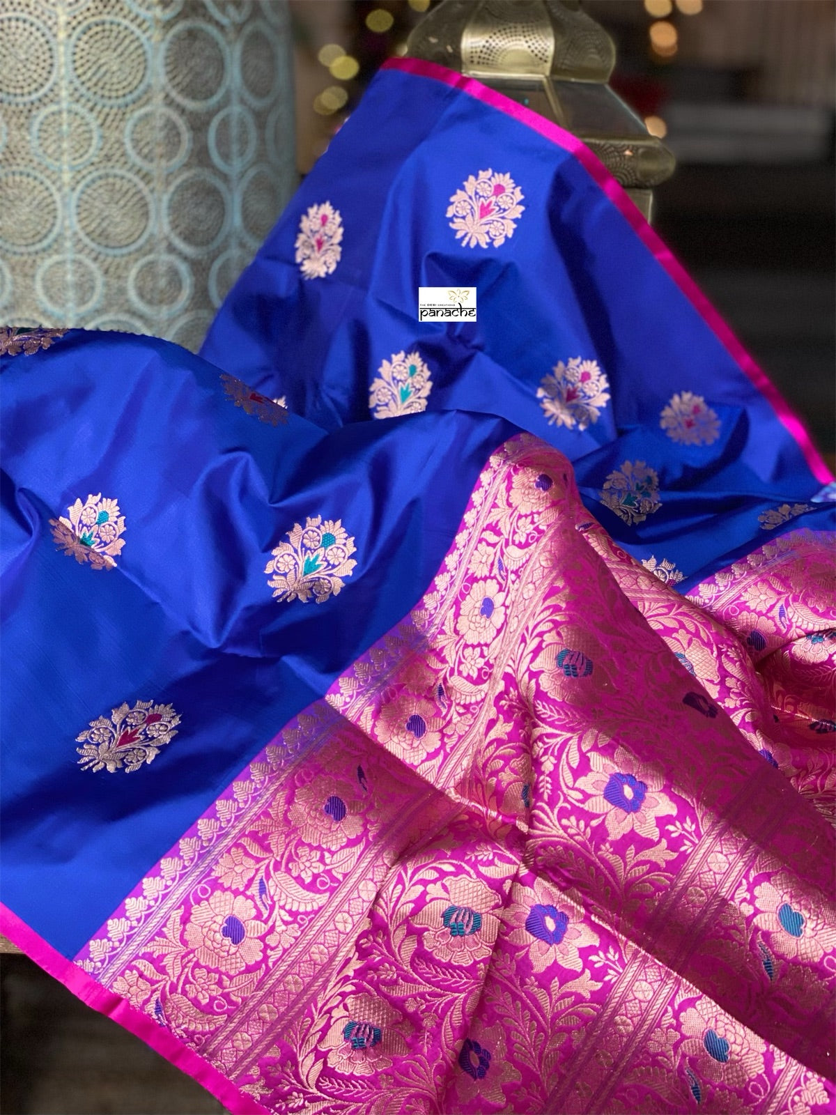 Katan Silk Banarasi - Bright Blue Meenakari