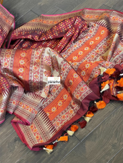 Summer Silk Banarasi - Maroon Meenakari Golden Zari