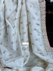 Designer Soft Silk - Off-White Cream Gold Zari