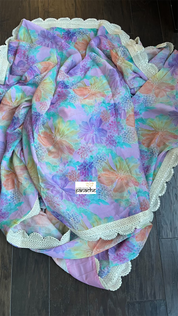 Designer Chiffon Georgette Saree Blouse - Violet Floral