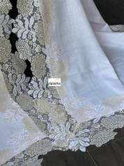 Kashmiri Pashmina Lace Stole - Pale Violet