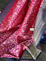 Katan Silk Banarasi - Magenta Blue