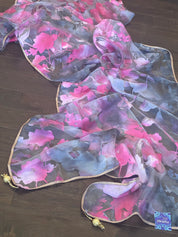Designer Satin on Organza - Light Grey Pink